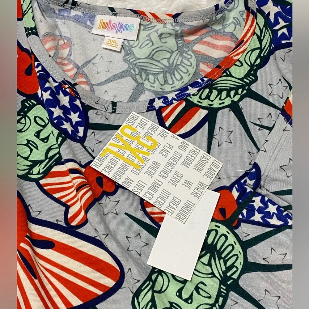 LuLaRoe Irma Top NWT Tunic Dress Printed Patriotic 4th of July Shirt size 3XL